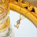 Zircon tulip necklace with adjustable titanium steel chain and copper-plated gold pendant
