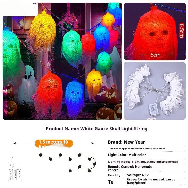 Battery-powered multi-colour Halloween LED light string for indoor wall decoration