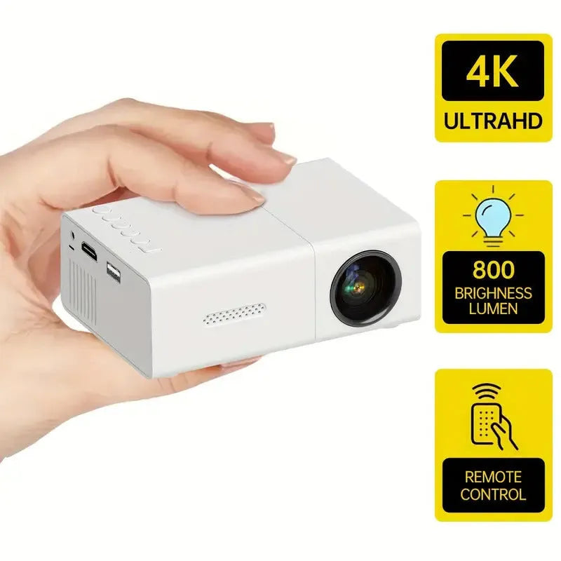M100 mini LED portable digital projector in black or white with remote control and cables