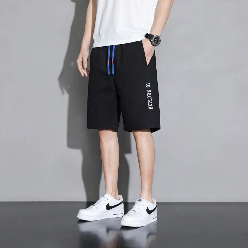 Boys' plus size cotton shorts in overalls style, shown in black, khaki and white.