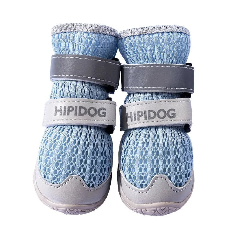 Cartoon-style summer dog shoes in Bondi blue colour showing breathable anti-scald design