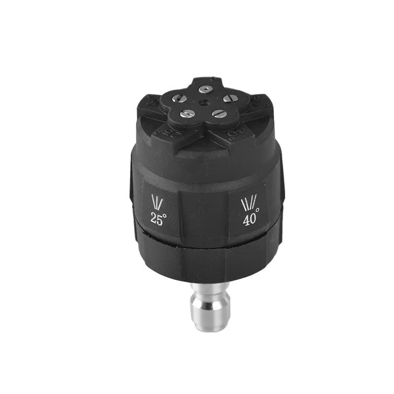 Five-in-one multifunction spray nozzle for high-pressure water guns with five spray pattern settings