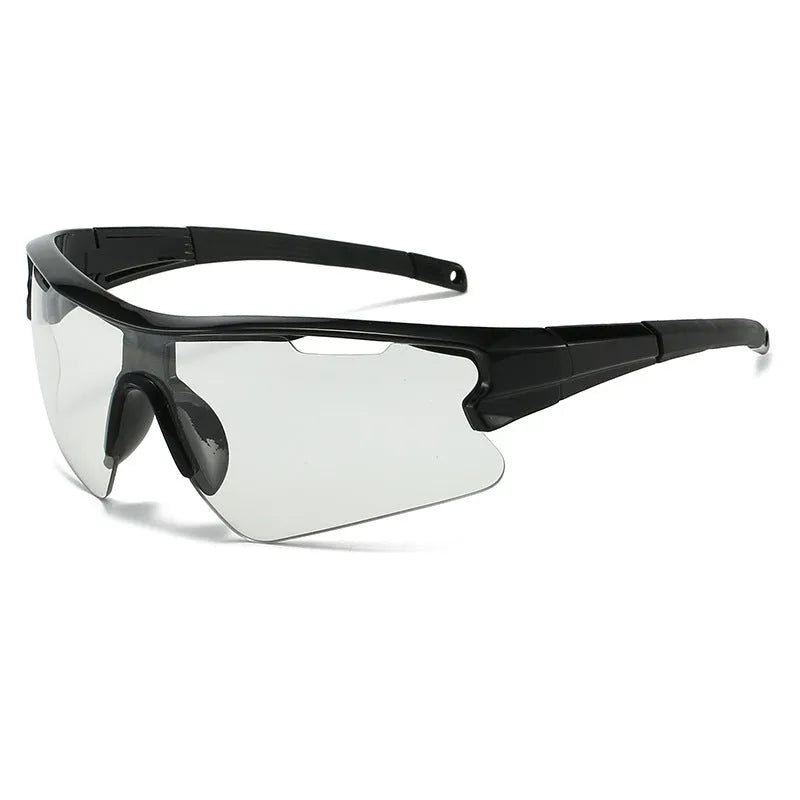 Windproof outdoor cycling sunglasses shown in black frame with grey lens option.