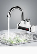White kitchen electric water heater tap with digital temperature display for instant hot water