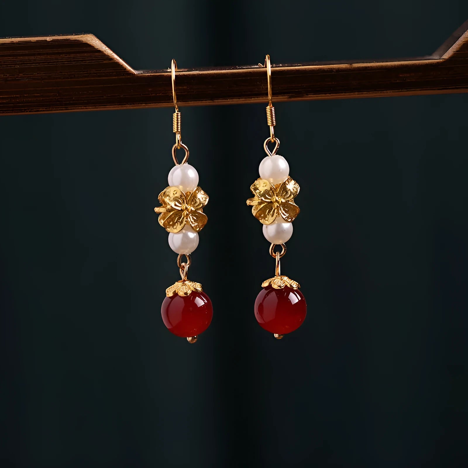 Vintage geometric alloy earrings with electroplated finish for traditional Chinese cheongsam fashion