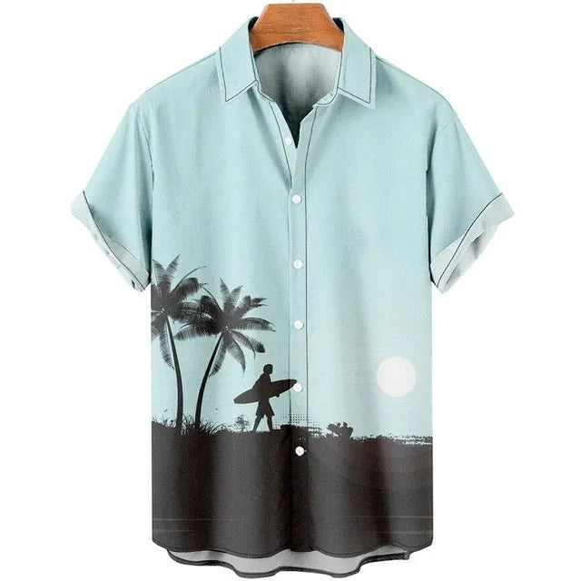 Men's slim fit short sleeve shirt with 3D printed floral pattern in multiple colour options