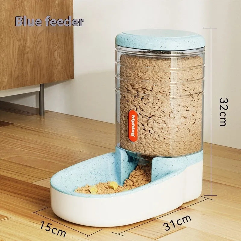Automatic pet water fountain or feeder with 3.8L capacity in grey, blue, pink, or green colour