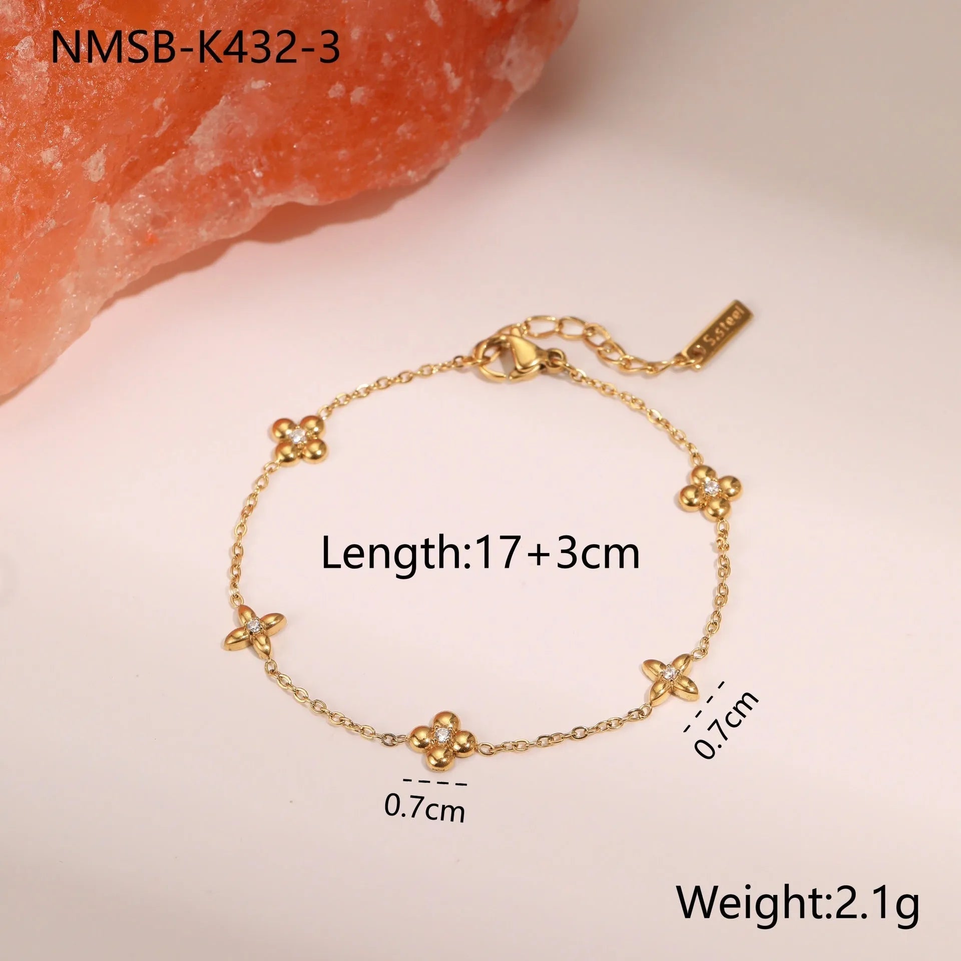 Ins Titanium Steel women's bracelet with 18K gold plating and geometric star zircon pendant