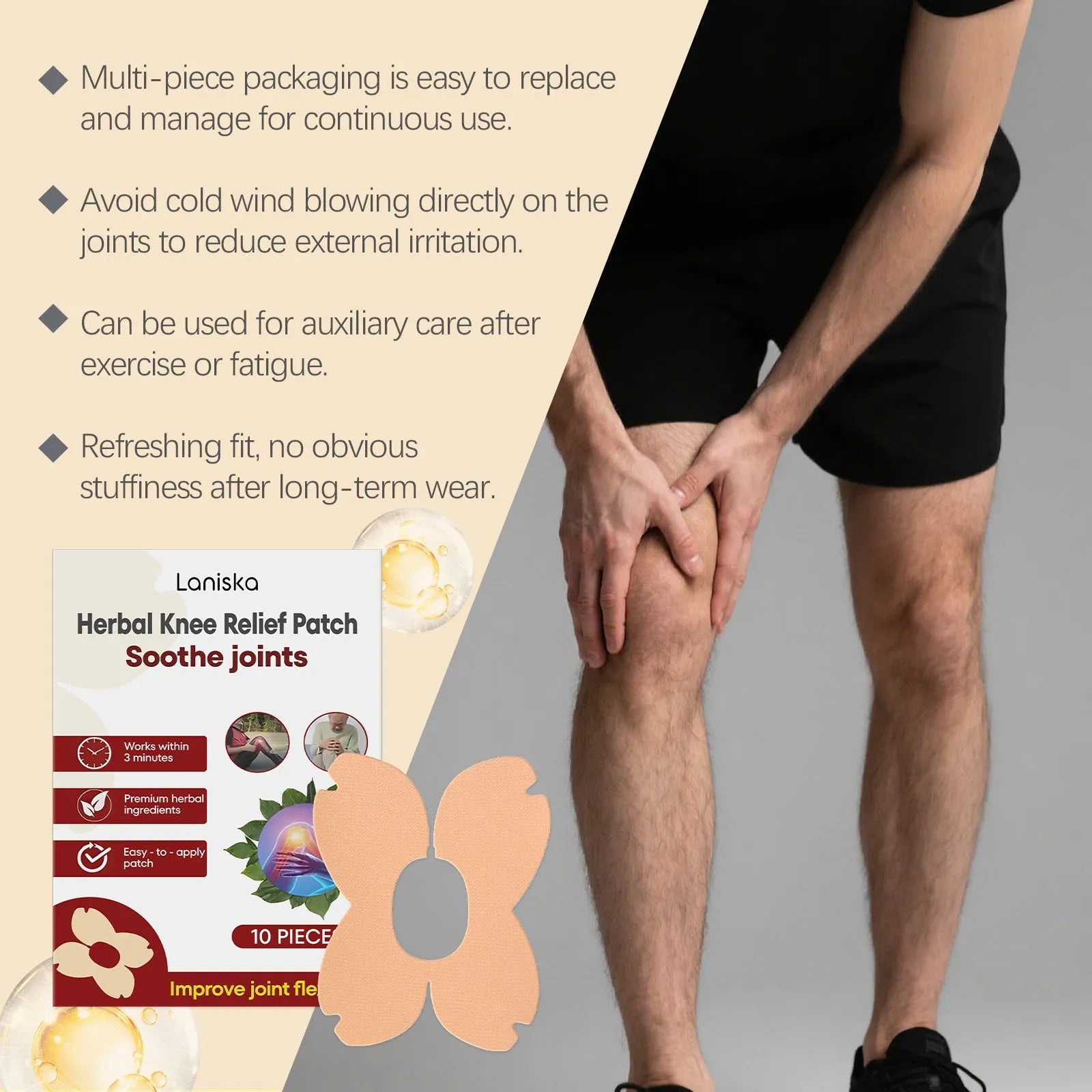 Herbal moxa leaf menthol joint nourishing adhesive bandage patches in 10-piece pack for body care