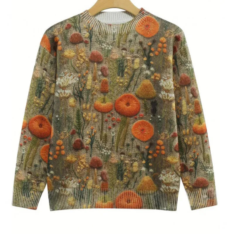 Little flower digital printed round neck sweater in polyester fibre available in multiple colours and sizes S to 4XL
