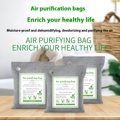 Bamboo charcoal wrapped activated carbon air purification pouches for formaldehyde removal in household settings
