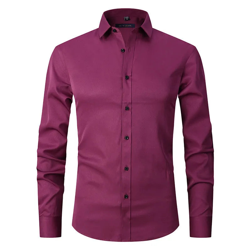 Men's stretch long sleeve work shirt in polyester available in multiple colours on a size chart