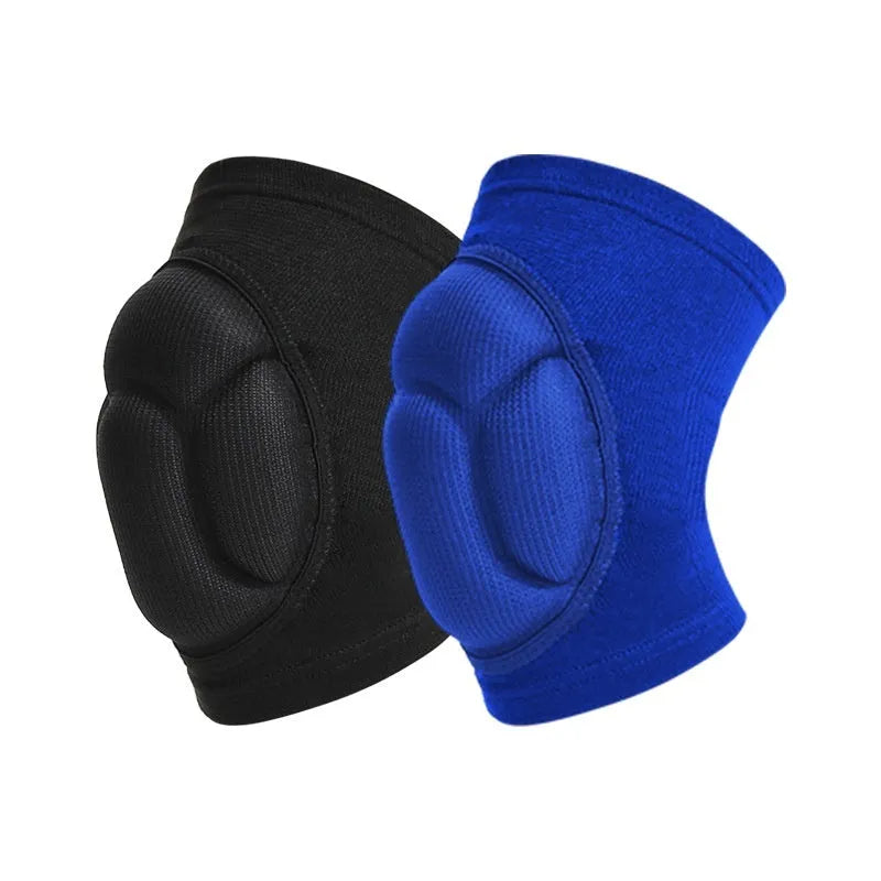 Black and blue thick sponge dance kneepad showing knee protection design for multiple sports
