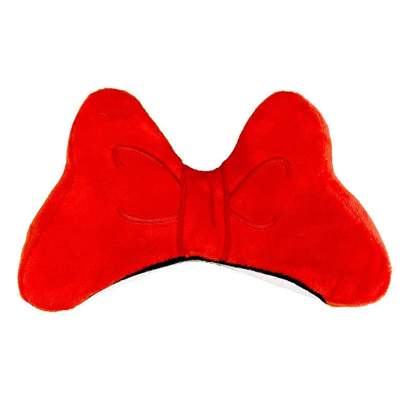 Plush bow tie helmet decoration for motorcycle and ski helmets in red, peach pink, and rose pink colours