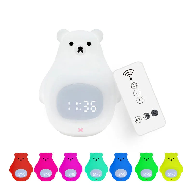 Cartoon Great White Bear shaped silicone night light with multi-colour glow.