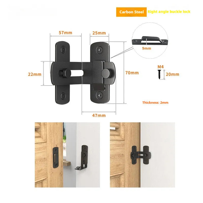 Warehouse hook lock with black carbon steel shackle for sliding doors and barn doors