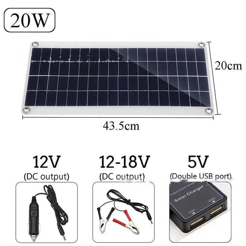Portable solar panel with dual USB ports for outdoor device charging