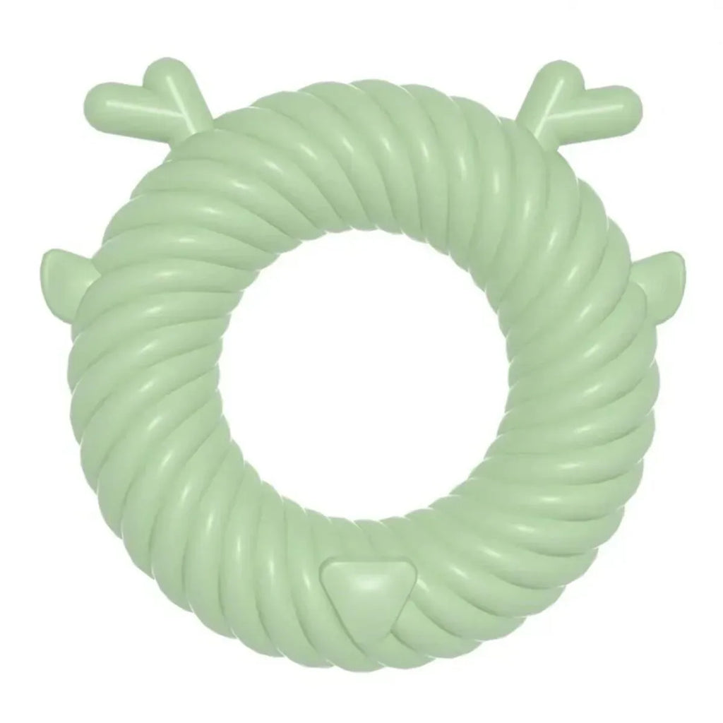 TPR dog teething chew toy in deer shape with spiral groove, light blue colour
