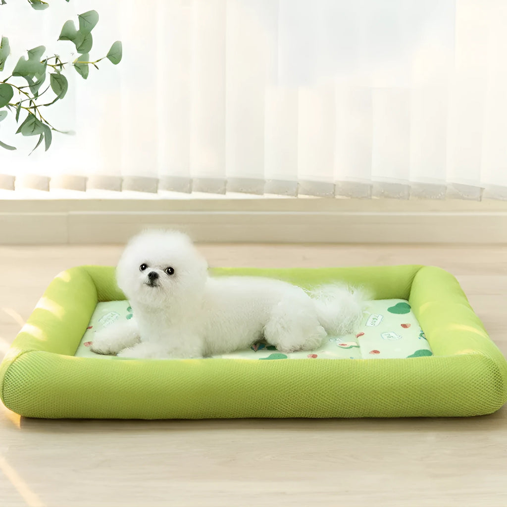 Pet dog cooler sandwich enclosure mat in Grey Pineapple colour on floor