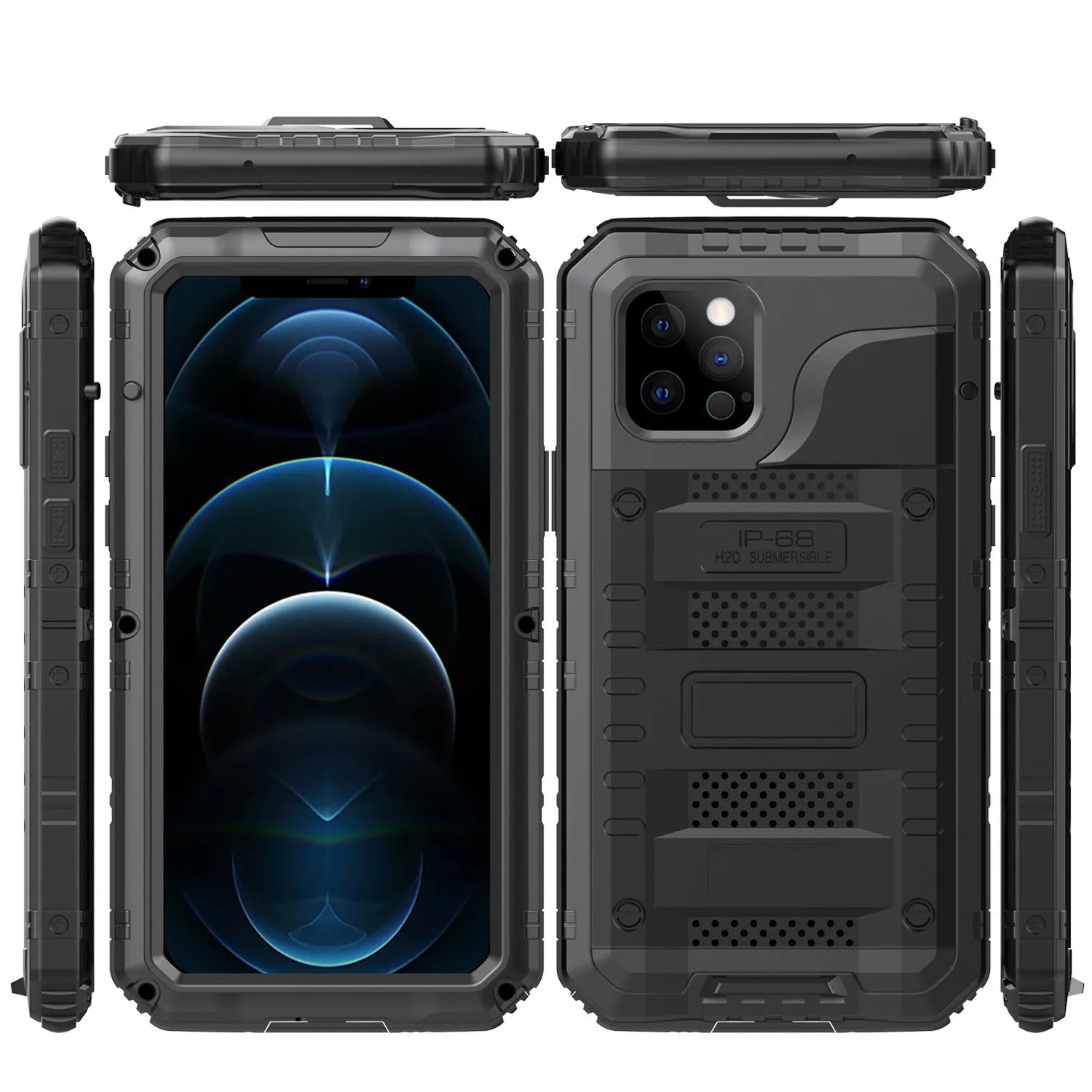 Waterproof metal diving phone case for iPhone 14 Pro Max in black
