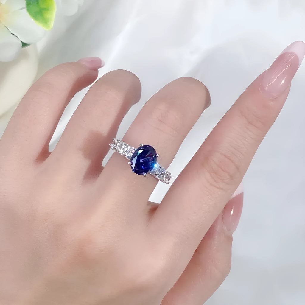 Sterling silver heart ring with ice flower cut zircon stone in Tan Sang colour