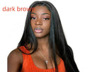 Women's long straight black wig with centre-parted bangs made from high-temperature fibre