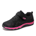 Women's low-top wedge heel shoes with mesh upper and Velcro strap in grey purple colour