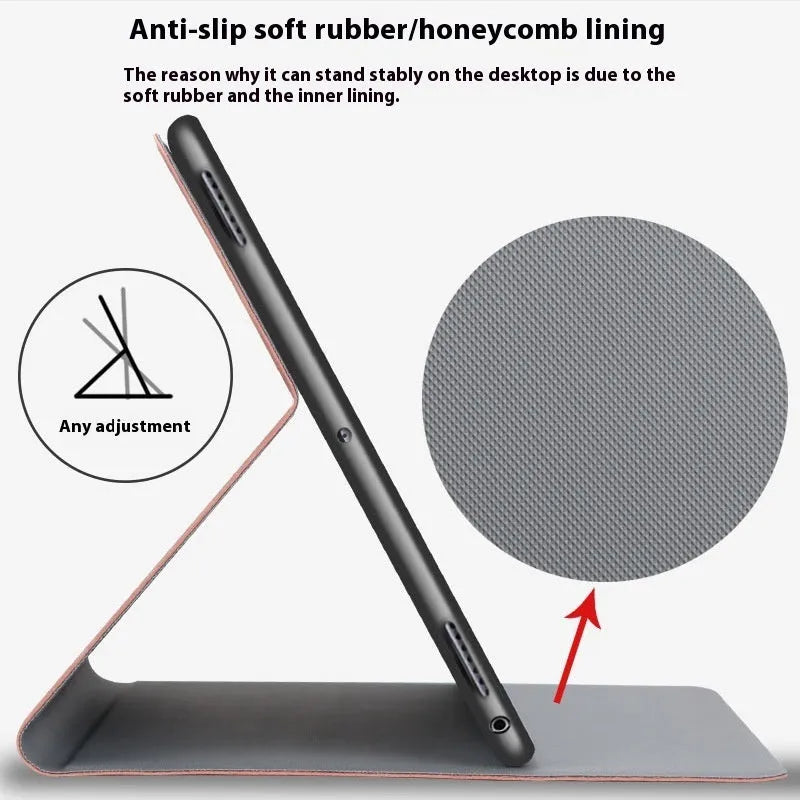 Deer soft shell clamshell protective case for iPad in black elk colour, showing front cover standing feature.
