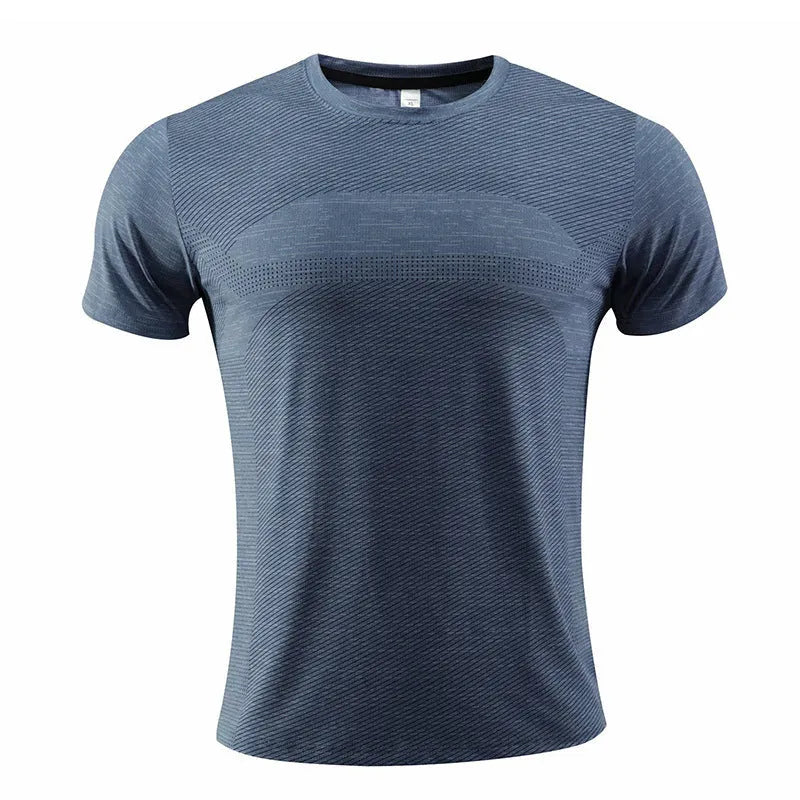 Red polyester spandex short sleeve running t-shirt laid flat