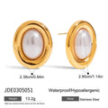 Silver vintage pearl stud earrings made from stainless steel with electroplated finish