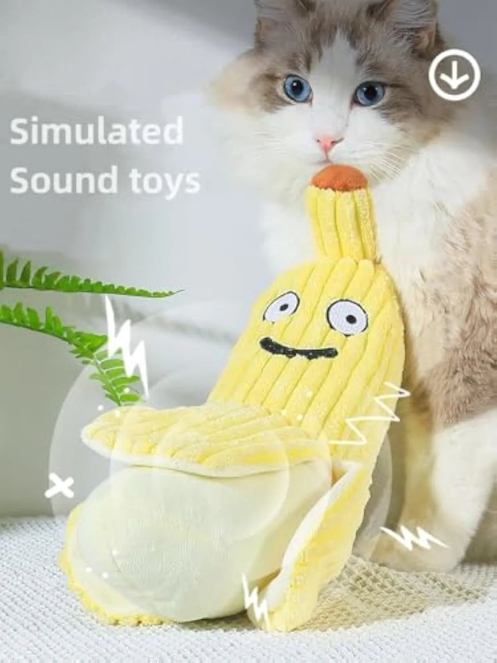Yellow banana-shaped cat toy with plush fabric, measuring 33cm long