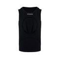 Men's white hollow knit sleeveless waistcoat vest with round neck pullover design