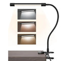 Black and white USB-powered LED desk lamp measuring 26cm length for student dormitory study