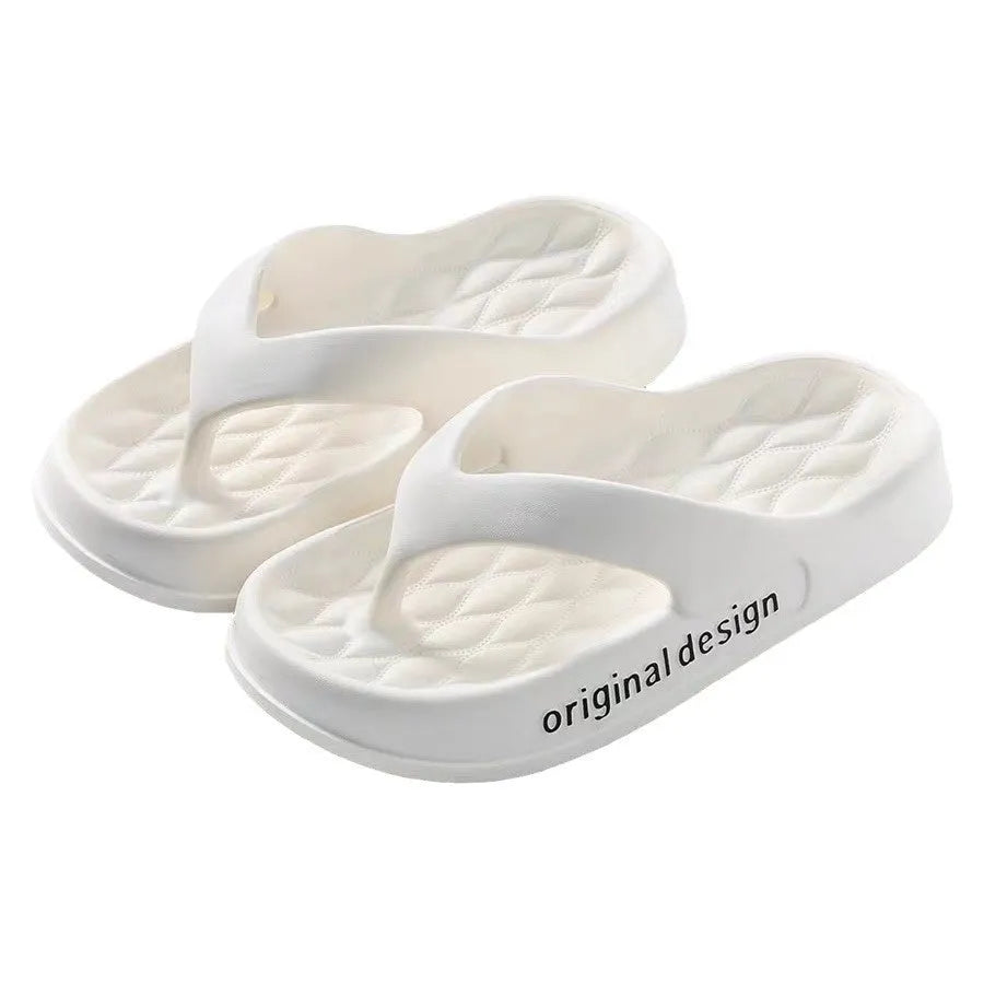 Men's EVA flip flop slippers in a selection of colours on a beach background