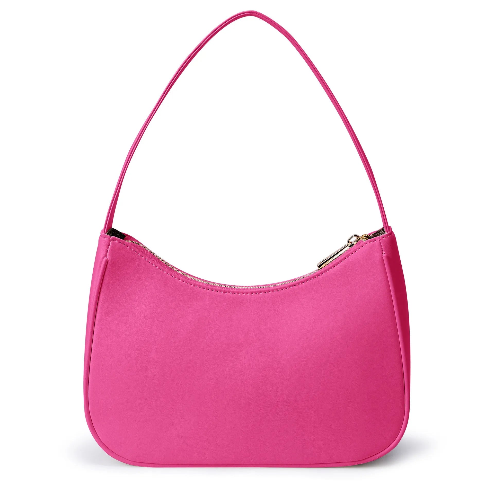 Simple retro-style waterproof PU shoulder bag shown in apricot colour with an adjustable shoulder strap.
