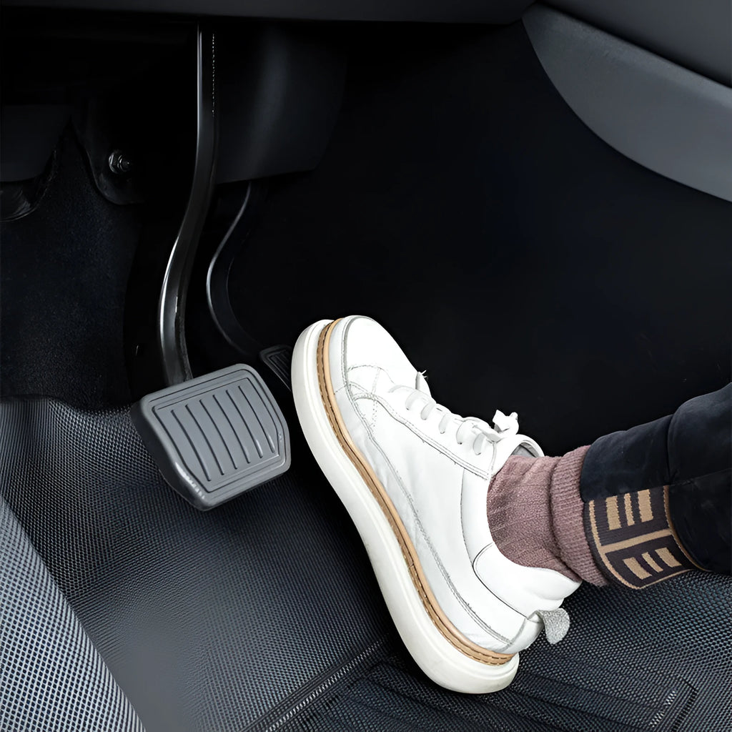 TPR floor mat set for Tesla Model Y showing foot mats, tailbox mats, and storage box mats