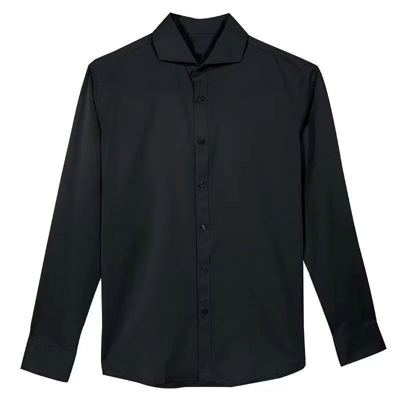 Men's black Korean style cardigan shirt with Japanese retro design and long sleeves