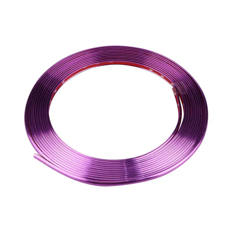 Galvanised electroplated purple PVC wheel hub trim strip on 8 metre roll for car wheel protection