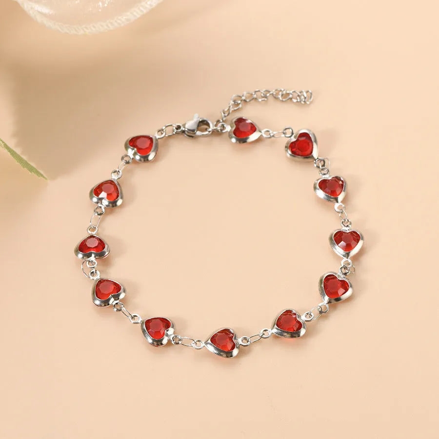 Stainless steel devil's eye geometric heart bracelet with colourful electroplated finish