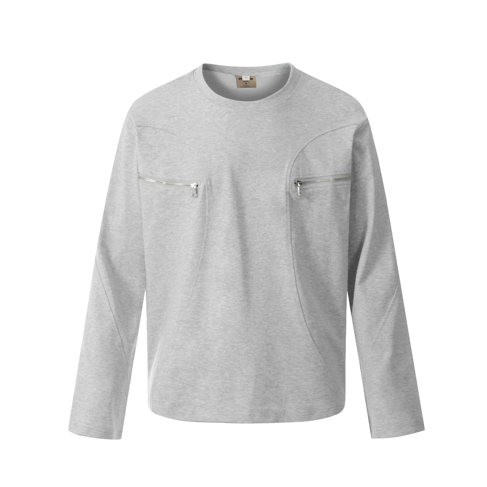 Mens loose-fitting cotton pullover with long sleeves in American retro style