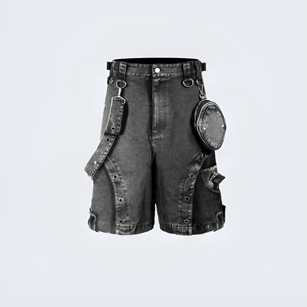Women's high waist loose fit retro denim shorts in a washed picture colour for summer.