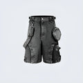 Women's high waist loose fit retro denim shorts in a washed picture colour for summer.