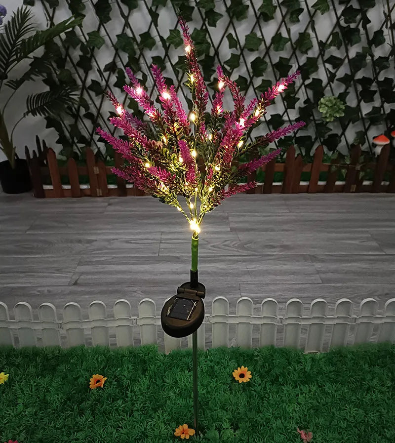 74cm tall solar-powered outdoor LED garden light with flower shape design in lavender colour options