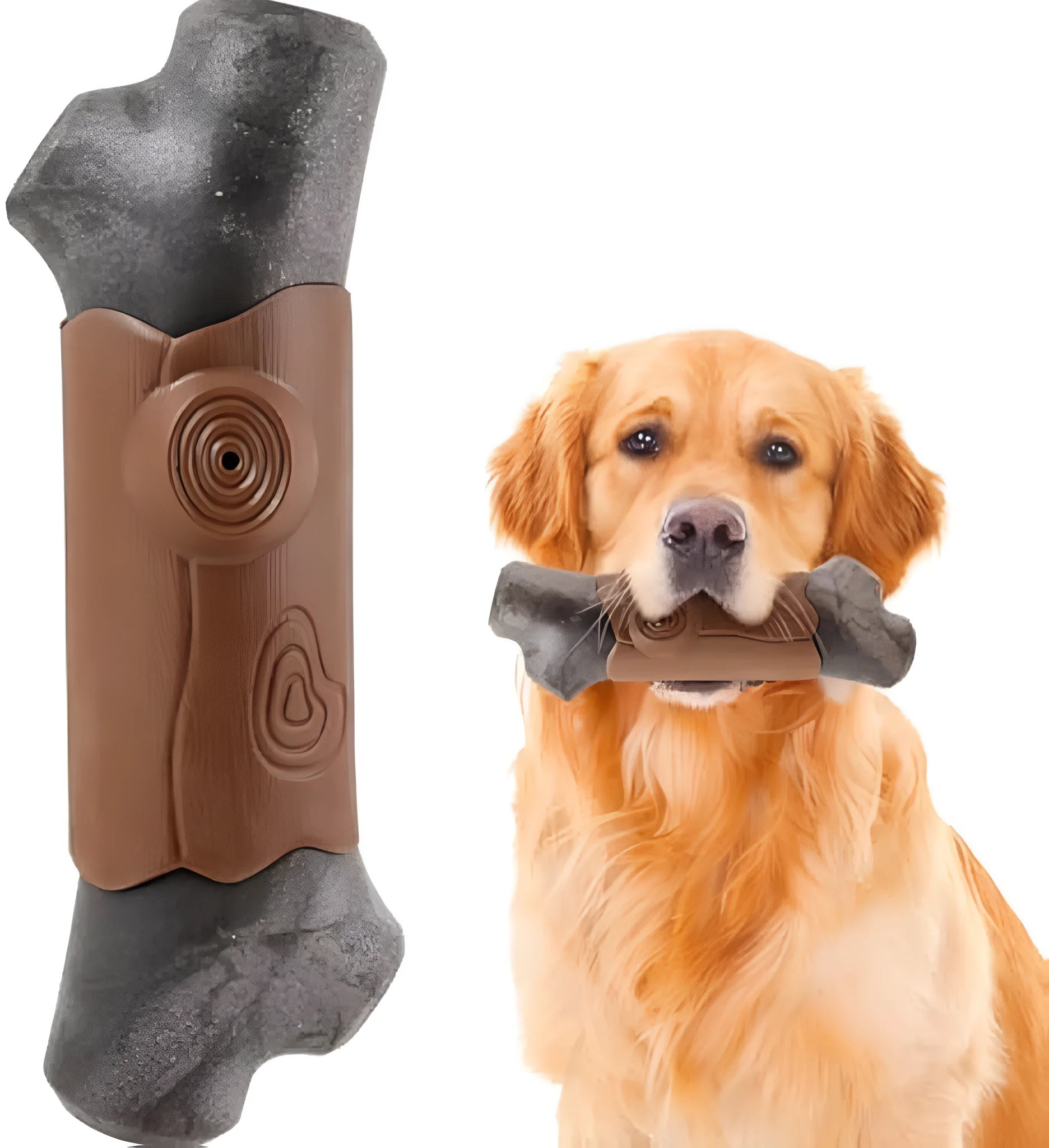 Large branch-shaped indestructible dog chew toy made from food-grade nylon for aggressive chewers