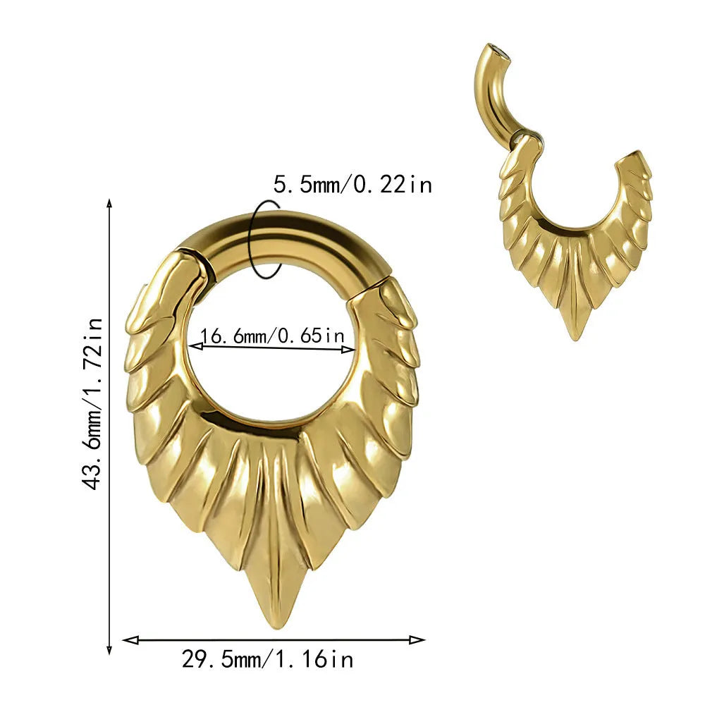 Drop-shaped stainless steel ear extender with totem pattern in round hanging egg shape