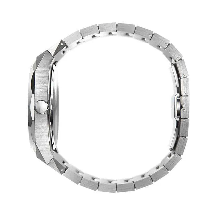 Stainless steel men's waterproof watch with 42mm dial and mineral glass