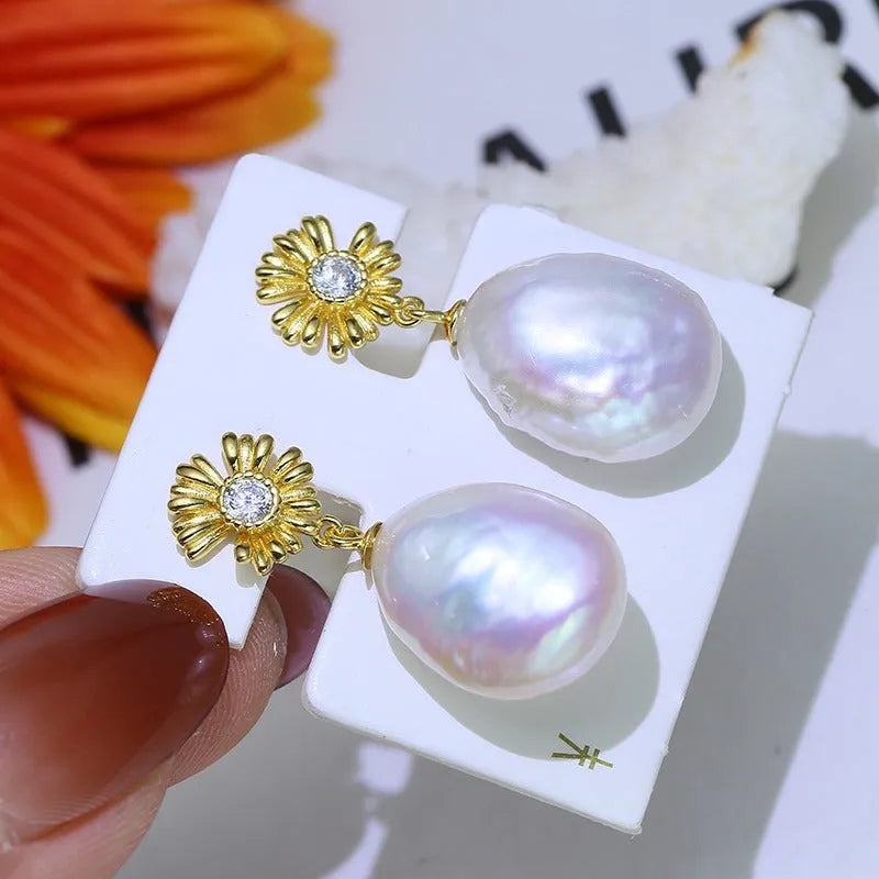 Baroque S925 sterling silver earrings with flower holders in gold or silver colour for DIY jewellery making
