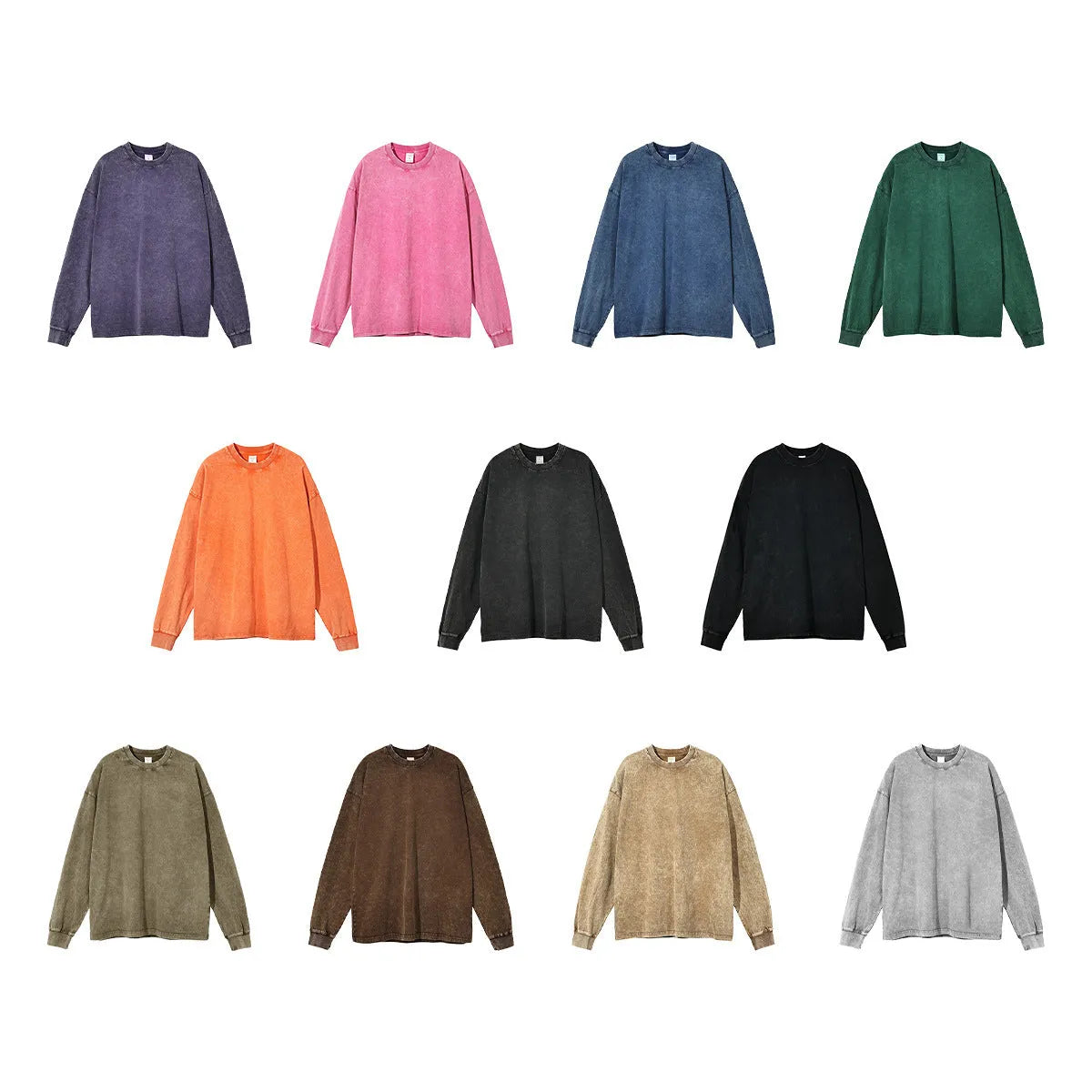 Men's vintage-style cotton pullover with long sleeves and batik colour pattern in loose fit