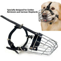 Black metal dog mouth cover muzzle designed specifically for Golden Retriever and German Shepherd breeds