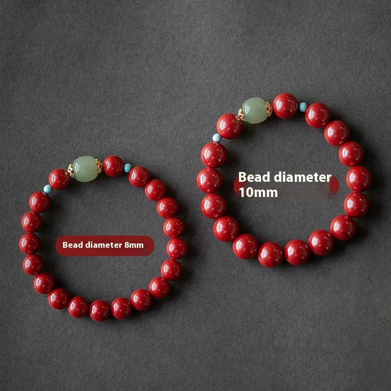Cinnabar Hetian Jade geometric ellipse bracelet in purple gold sand colour with choice of bead sizes